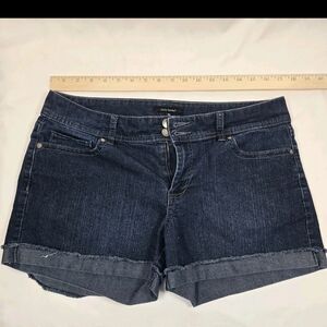 Daisy Fuentes Jean Shorts Cut Off Cuffed Blue Double Button Women’s Size 10